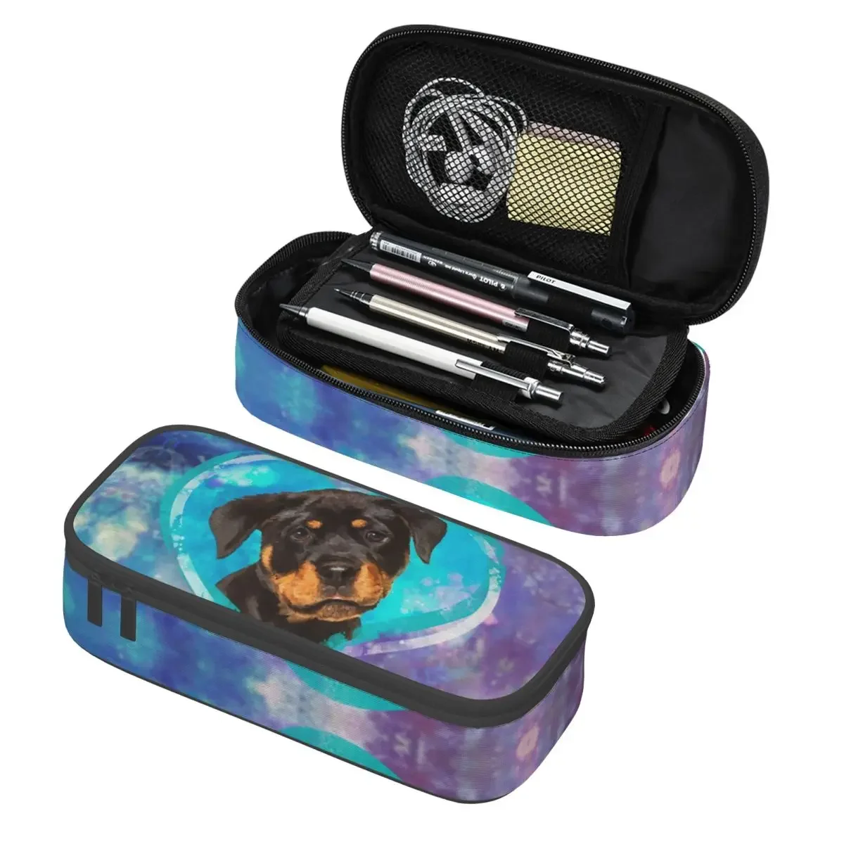 

Custom Kawaii Adorable Heart Rottweiler Puppy Pencil Case for Girl Boy Big Capacity Dog Pencil Pouch School Accessories