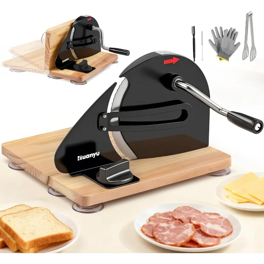 

Manual Bread Slicer Upgrade Foldable Sourdough Cutter Versatile Hand Crank Slicers Stainless Steel Blade Adjustable Thickness w