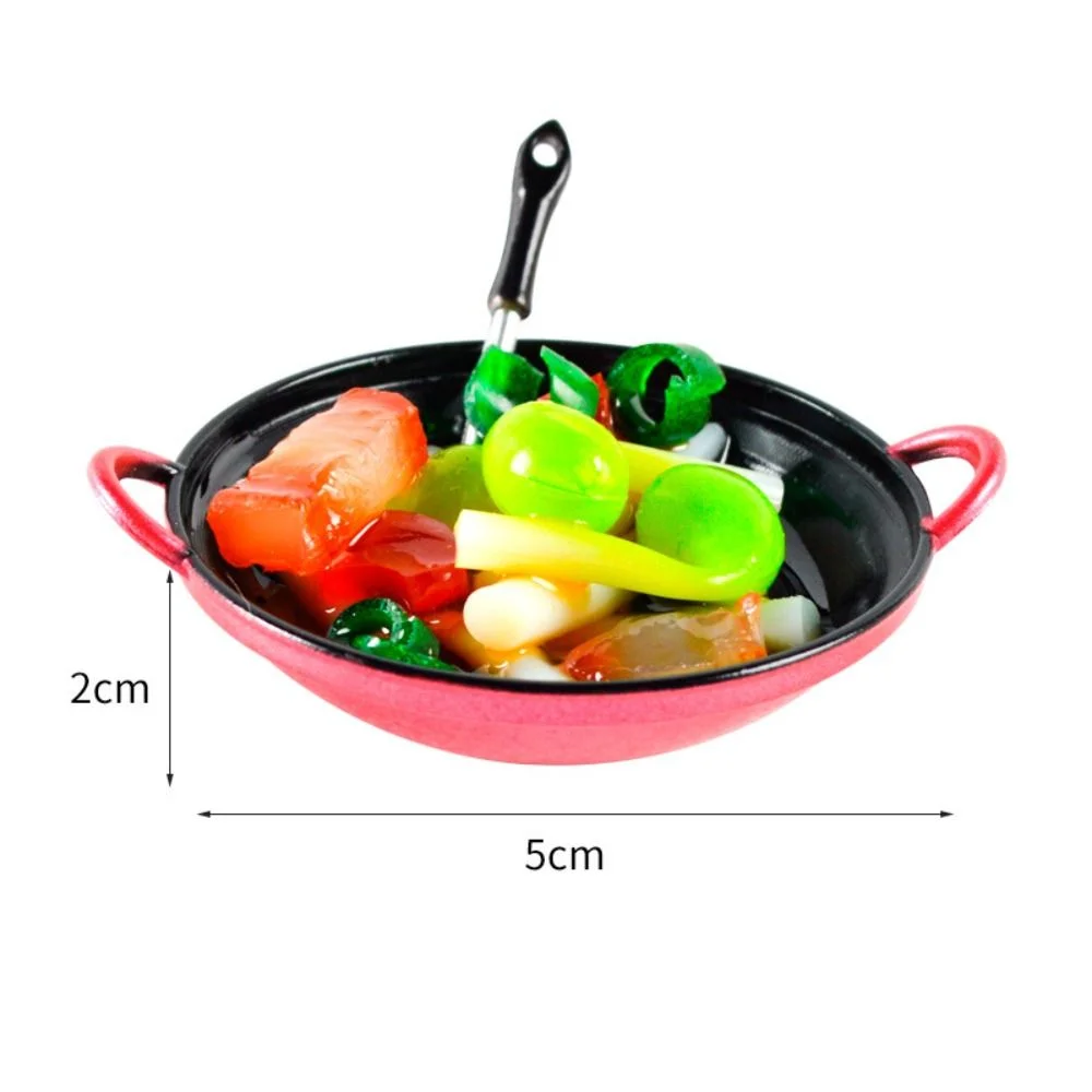 PVC Simulation Cooking Pot Accessories Mini Chinese Style 3D Simulation Cooking Pot Fried Egg Rice DIY Doll House