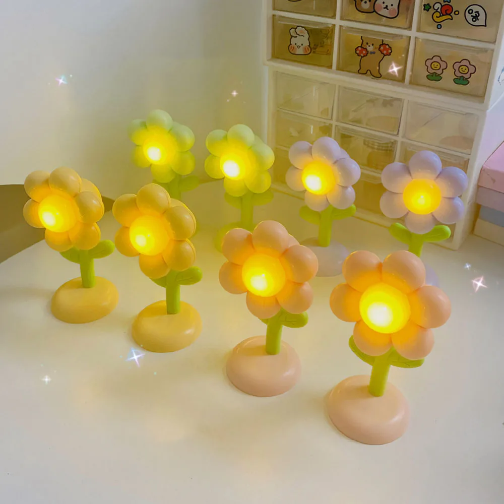 New Creative Flower Night Light Bedroom Decoration Cute Cartoon Night Light Christmas Gifts For Kids Room Bedside Sleeping Lamp