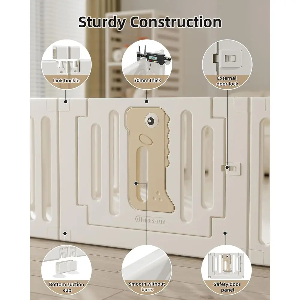 ساحة لعب للرضع، روضة أطفال بلاستيكية متينة للأطفال من عمر 6 إلى 12 شهرًا، منطقة لعب آمنة مقاس 71 × 59، سياج أطفال داخلي/خارجي #4