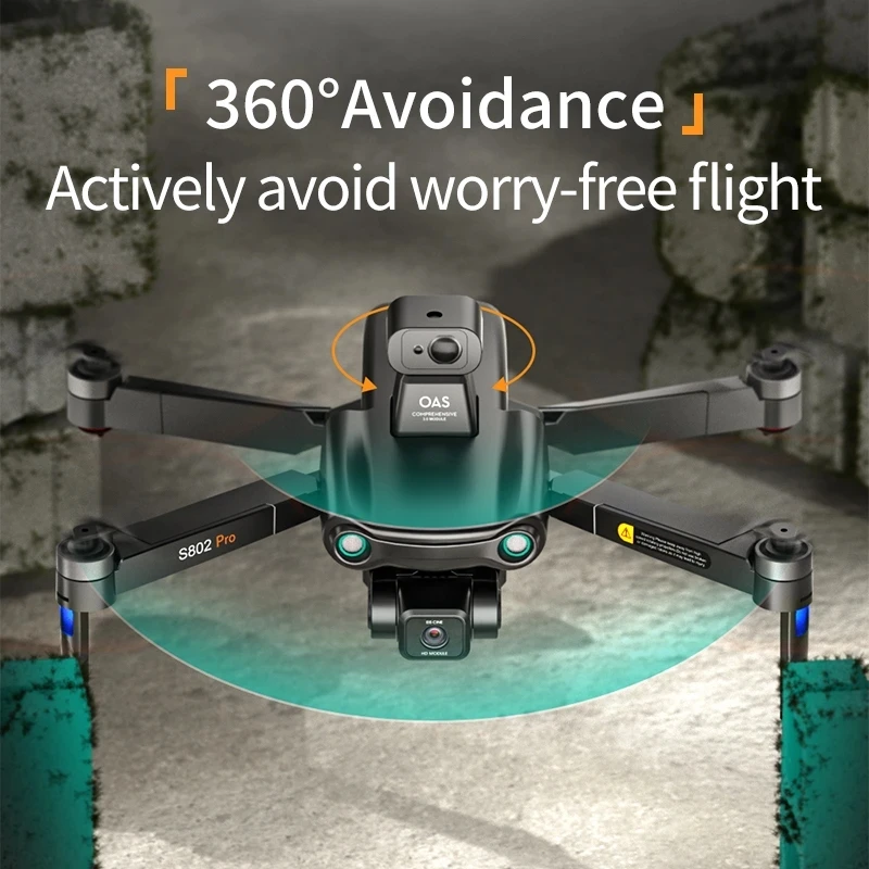 2023 New S802 Pro Gps Drone 8k Hd Professional 3-axis Gimbal Camera 360° Obstacle Avoidance Brushless Motor Foldable Quadcopter