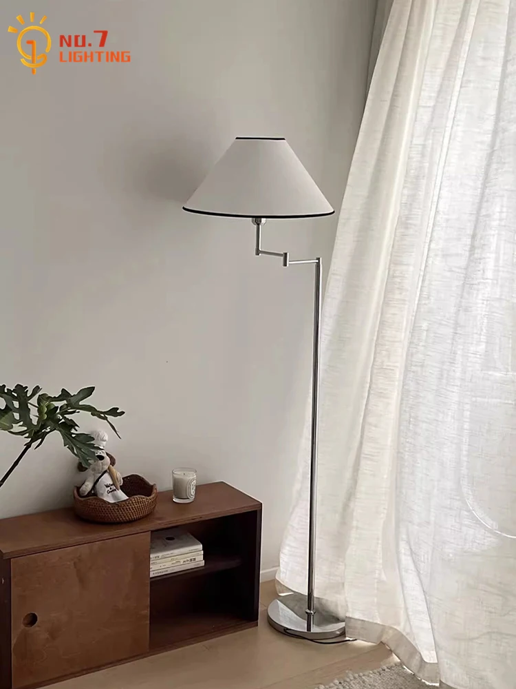 Japanese Korean Minimalist Cream Rocker Arm Floor Lamp LED E27 Modern Light Fixtures Living Room Bedroom Study Reading Store Bar