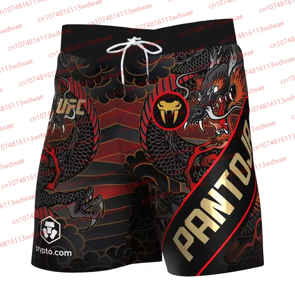 Pantalones cortos de boxeo UFC para hombre, pantalones cortos de lucha MMA con estampado de dragón, pantalones de entrenamiento de gimnasia con logotipo de Crypto.com para combatidores BJJ Muay Thai