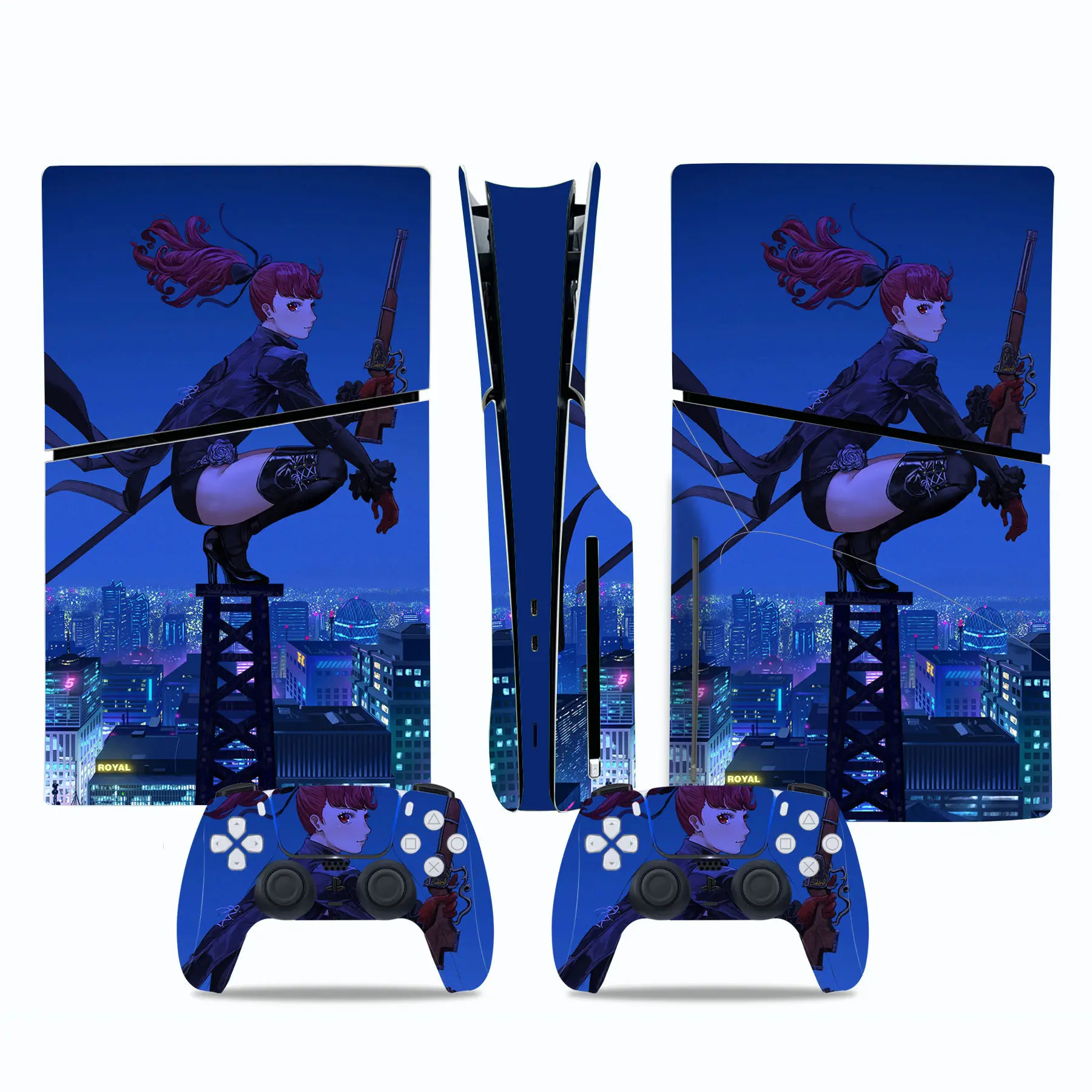 For PS5 Slim Persona 5 PVC Skin Sticker for Console & Controller Air-release Design Easy to Apply & Remove Disc Digital Edition