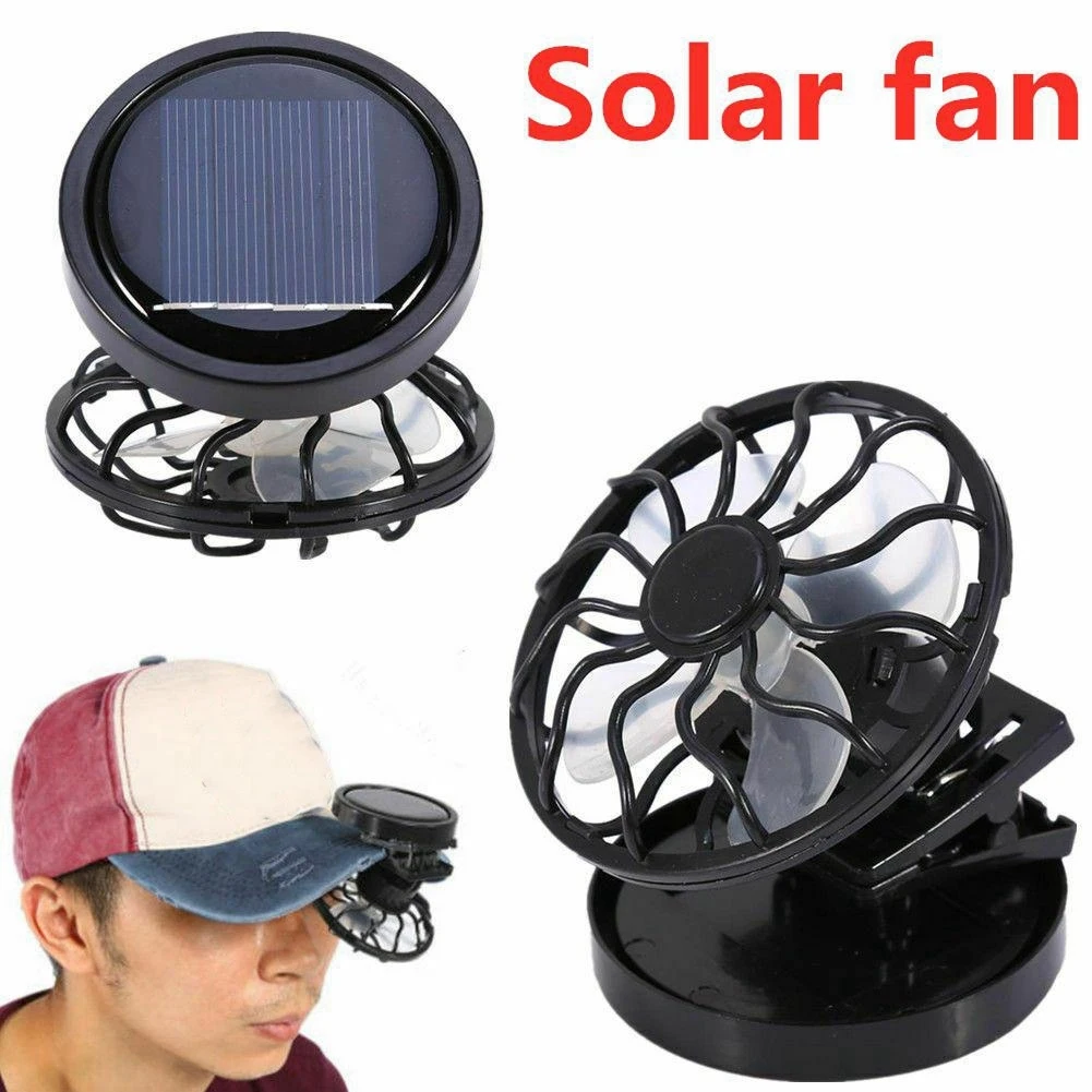 Portátil Mini Solar Powered Clip Fan, Ventilador de escalada, Camps Wilderness Summer Hand Held Hat Cap Fan, 1pc