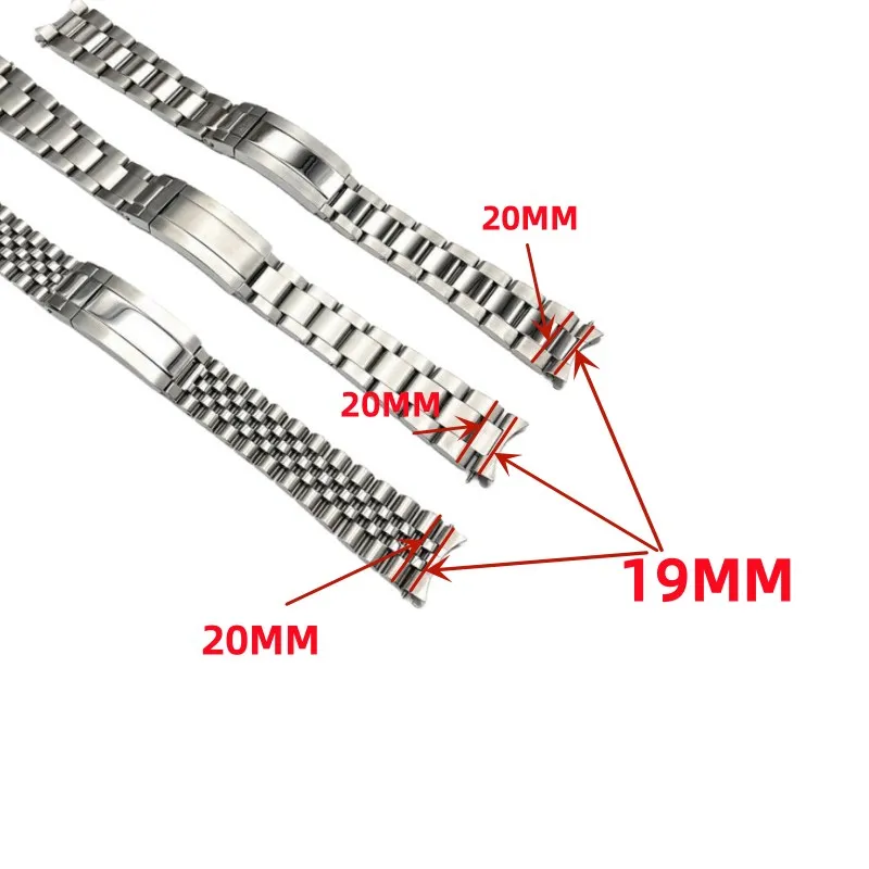 Srebrne Jubileuszowe Paski do Zegarków ze Stali Nierdzewnej Oyster z Zakrzywionymi Końcówkami, Śruba 19mm, Pasują do Sxns80 Snxs79 Snxs79k snxs77k Snxs73 SKX5