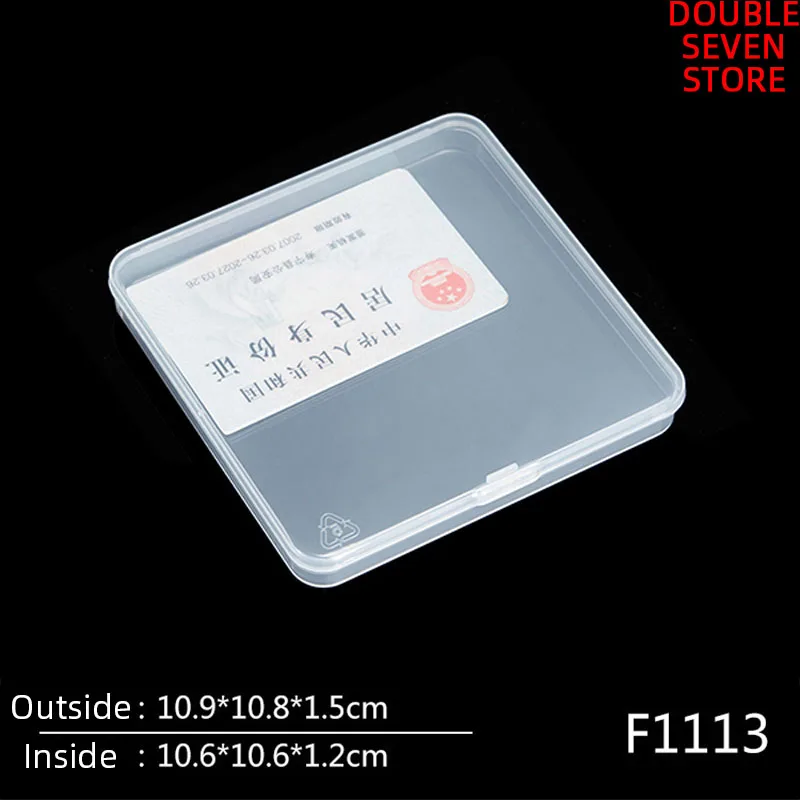 Inside 10.6*10.6*1.2cm PP Plastic Flat Square Electronic Storage box translucent box