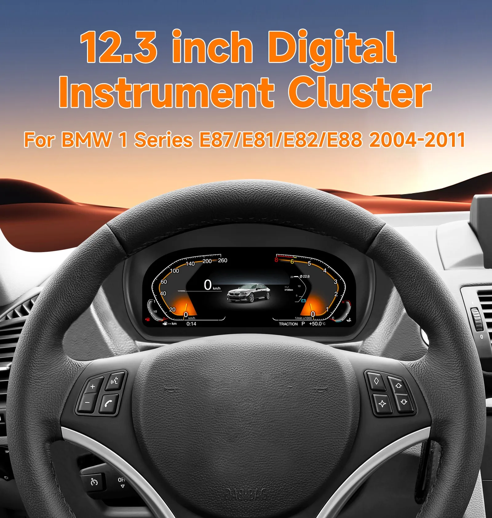 Digitales Kombiinstrument für BMW 1er E87/E81/E82/E88 2004-2011 Tachometer Temperatur Kraftstoffverbrauch Auto-Cockpit Armaturenbrett LED-Bildschirm Anzeigen