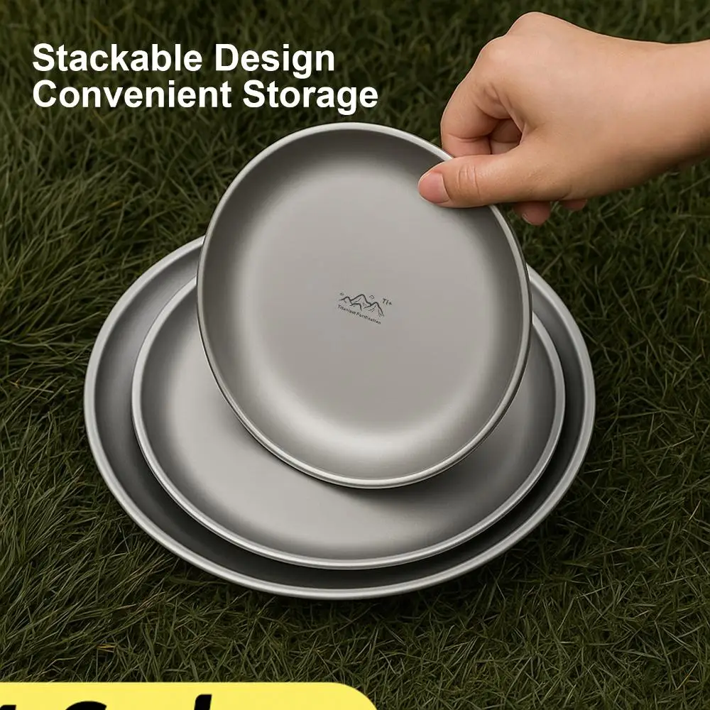 Outdoor Picnic Dish Titanium Purification Plate Lightweight Durable Serve Tray for Fruit Salad Creative Home Portable Tableware