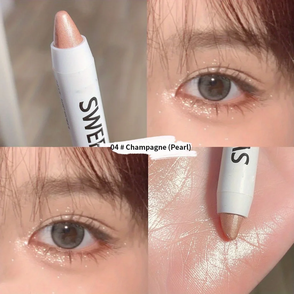 10-Farben liegender Seidenraupenstift, Textmarker, matt, schimmernd, wasserfest, langlebig, pigmentierter Lidschattenstift