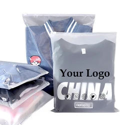 50pcs Custom frosted zipper bags, clear zip lock bag, high quality clothes plastic bag for Clothing Coat Jeans Hoodies Package