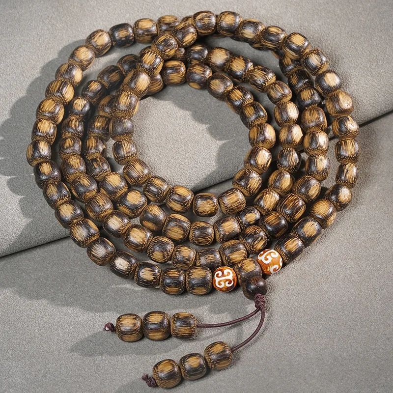 

Индонезийские полированные сахарные бусины из агарового дерева, 88, ручные ожерелья, многослойные буддийские четки унисекс