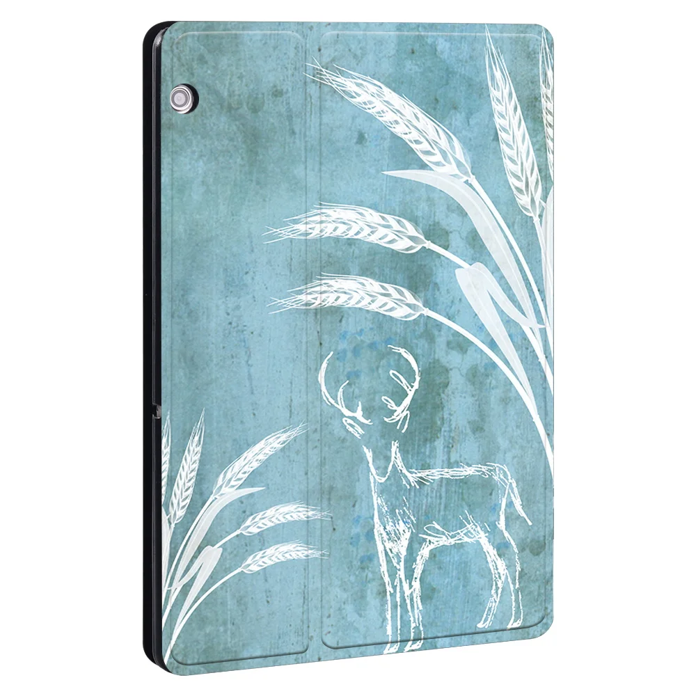 Funda de cuero con estampado de ciervo para Huawei MediaPad M5 Lite, carcasa con soporte para tableta, para Huawei MediaPad M5 Lite 10,1 "/T5 10 10,1"/M5 Lite 8/10,8, T3 10 9,6/T3 8,0