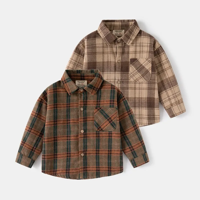 

2025 New Autumn and Winter Boys Jackets ,Checkered Shirt for Children, Stylish and Casual Shirt for Boys Baby Boy Shirt,2 to 6Y