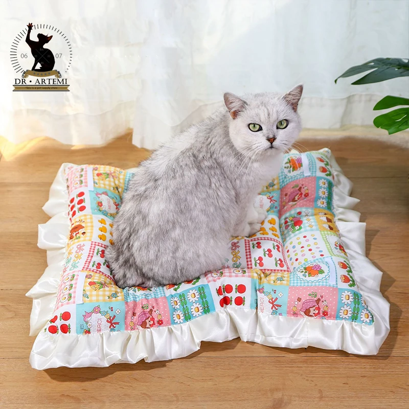 Satin Pet Dog Cat Mat Kennel Cushion Soft Cage Warm Pad Bed Washable Pet Pillow Mat Supplies