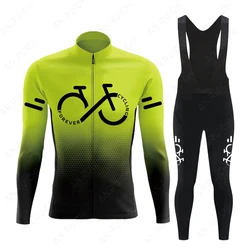 Fluorescent Color Cycling Jersey Set Summer Long Sleeve Cycling Clothing MTB Bike Uniform Maillot Ropa Ciclismo Men Bicycle Wear