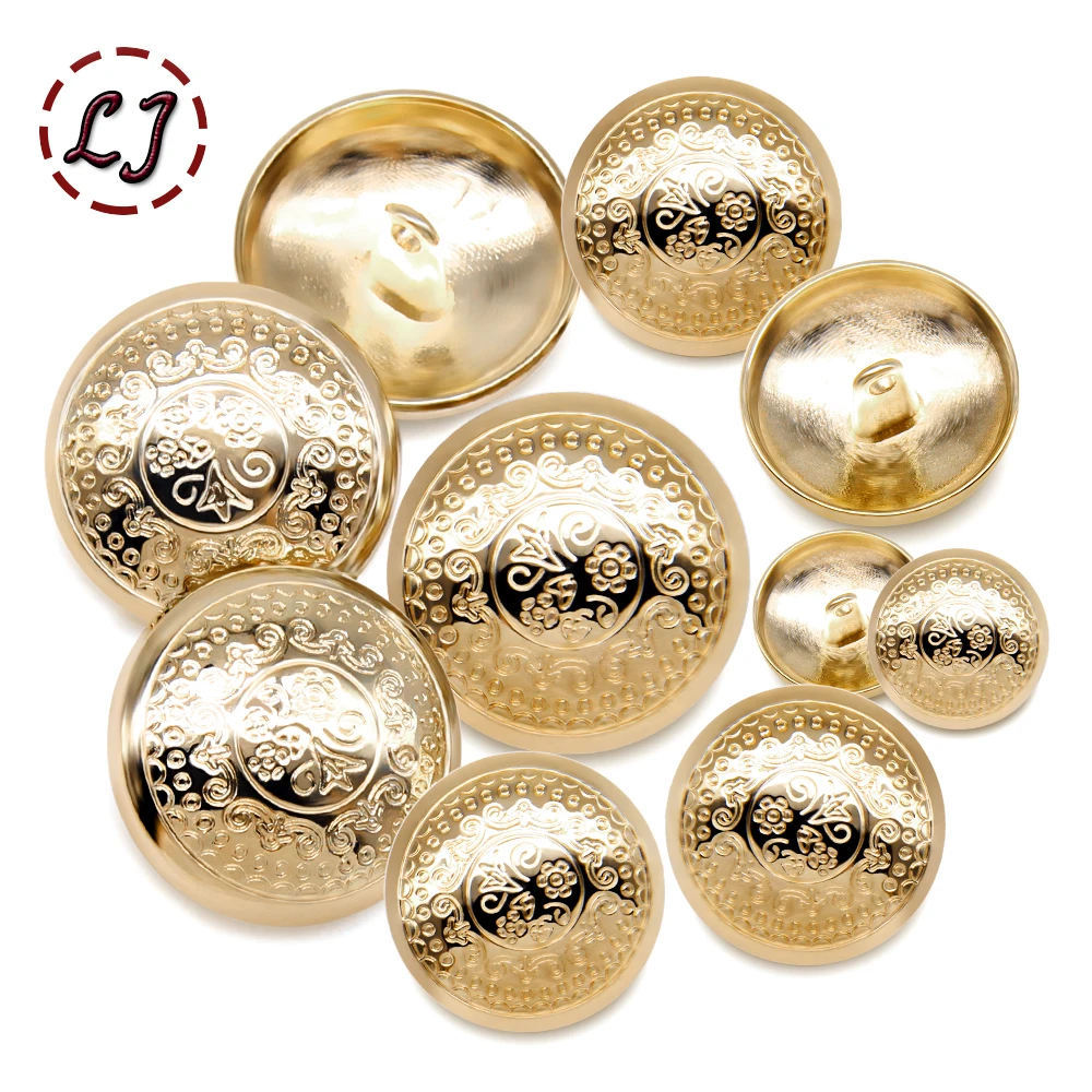 New 10pcs 21mm Fashion Classic Uniform Sewing Button Decorative Gold Buttons For Women Clothing Overcoat Suit Accessories DIY