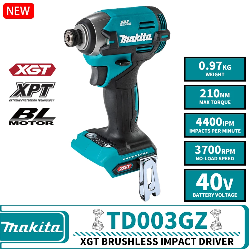 Makita TD003GZ Brushless Cordless Impact Driver Drill XGT 40V Lithium Power Tools 3700RPM 4400IPM 210NM