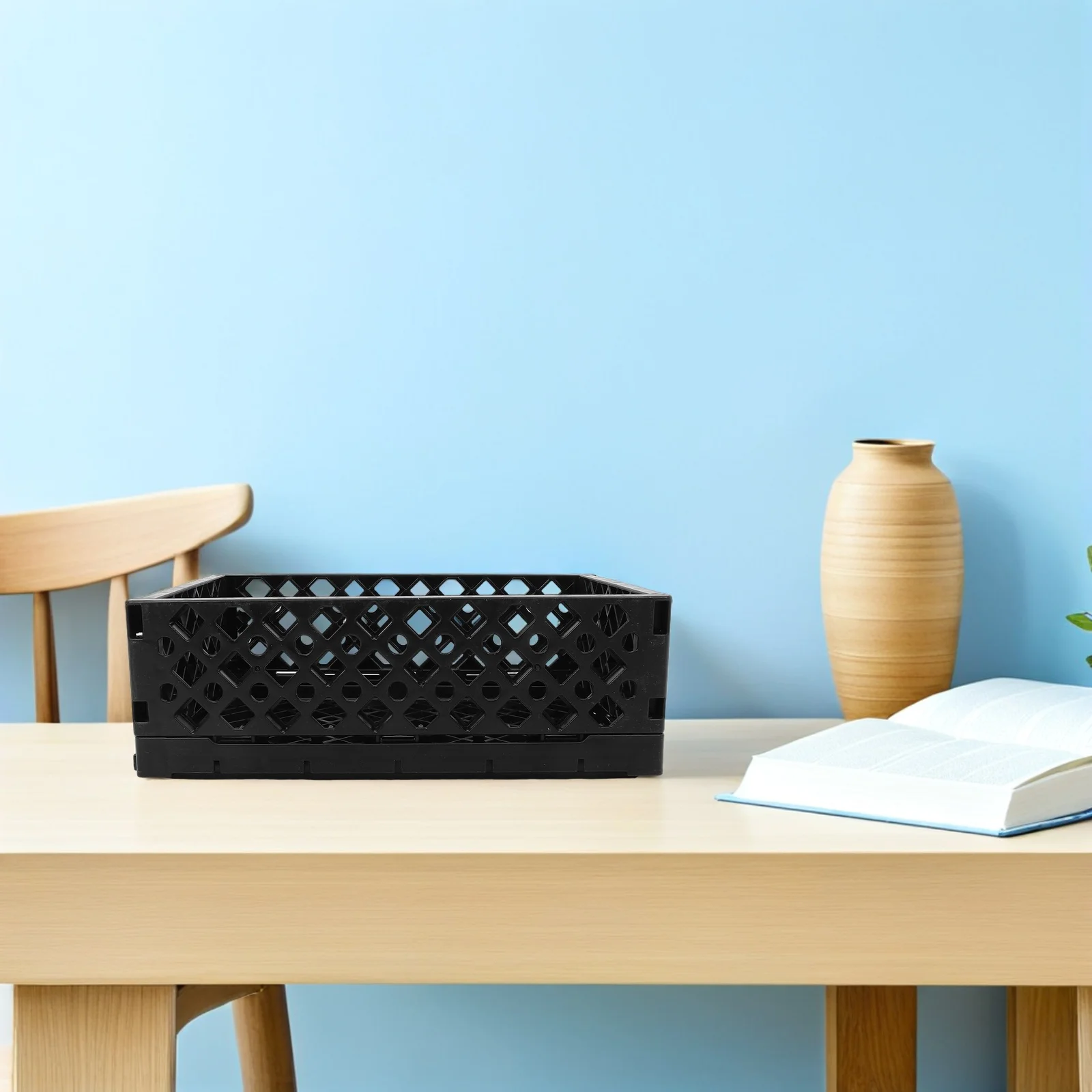 

2pcs Foldable Storage Crates Thick Plastic Collapsible Bins Stackable Waterproof Organizers For Kitchen Bathroom Office