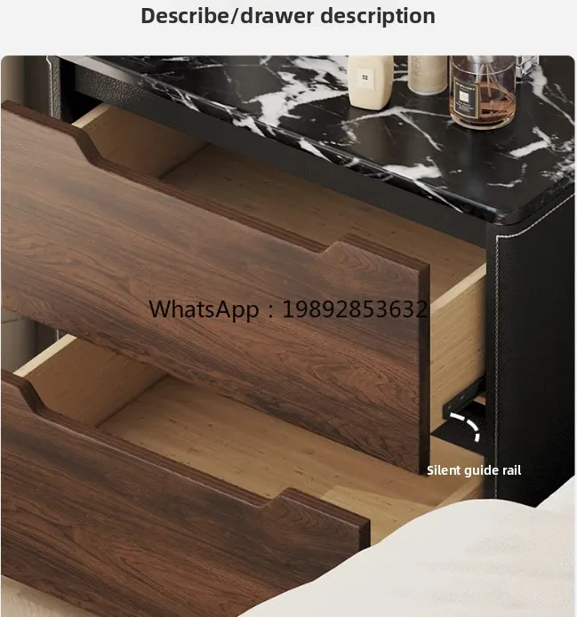 

Minimalist Bedside Table Solid Wood Home Marble Bedside Cabinet Light Luxury Premium Master Bedroom Locker