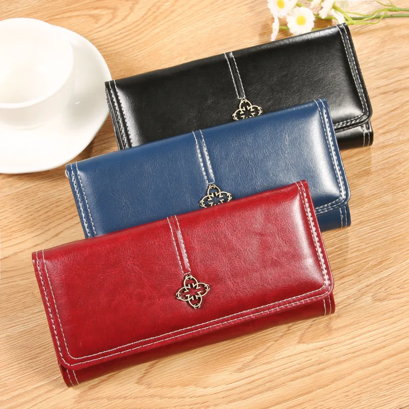 New European and American Fashion Simple Women's Soft Leather Long Zipper Wallet Multi-card Cute Wallet