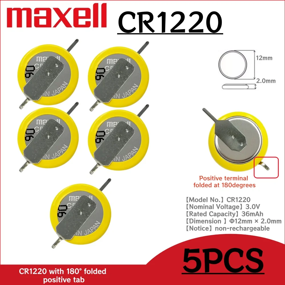 5-50PCS Original Maxell 1220 CR1220 With Welding Pins Button Batteries 3.0V Battery