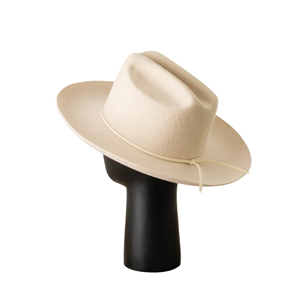 Luxury Designer Brand  Women Wool Cowboy Hat Ladies Felt Jazz Winter Hats Wedding Church Dress Hats Chapeu  Feminino