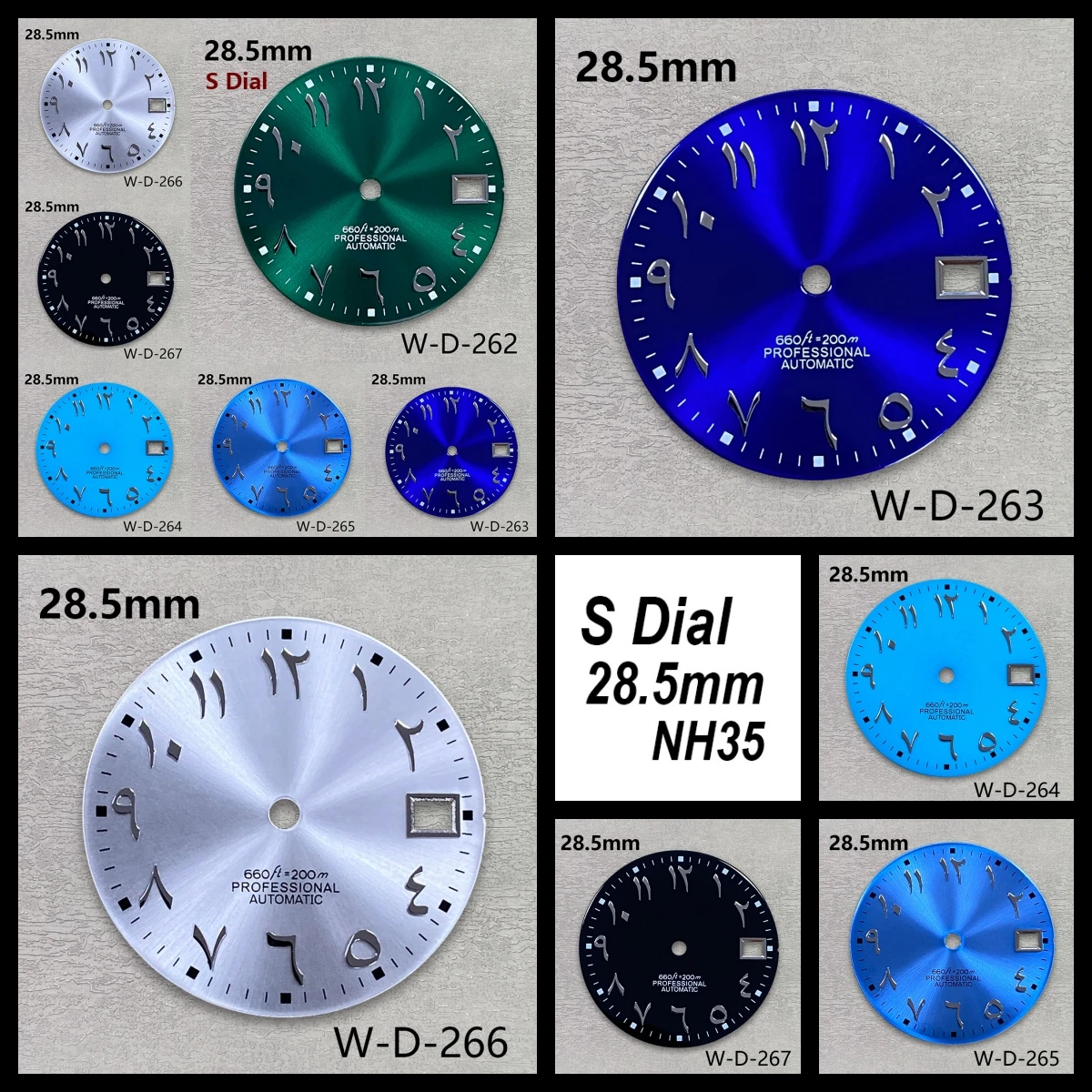 

High Quality 28.5mm S Dial NH35 Dial Sun Pattern Arabic Letters Dial Suitable For NH35 NH36 Movements NH35 Accessories