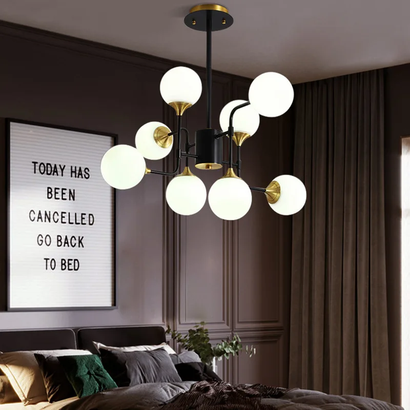 Nordic Creative Magic Bean Glass Ball Chandelier Dining Room Living Room Hanging Lamp Modern Decor Hall Lustre Pendant Lights