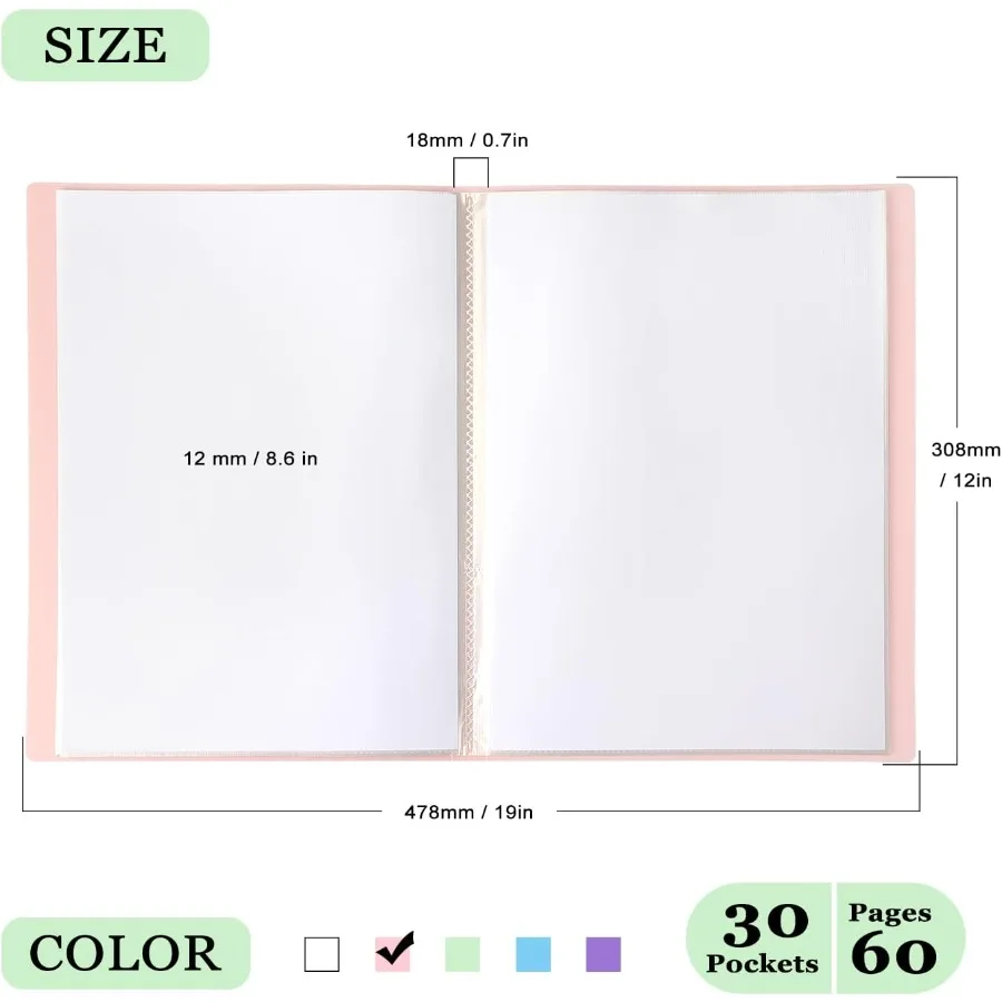 Portfolio Binder with Plastic Sleeves Pocket Portfolio Folder with Clear Sheet Protectors Display 60 Pages Book Presentation Bo