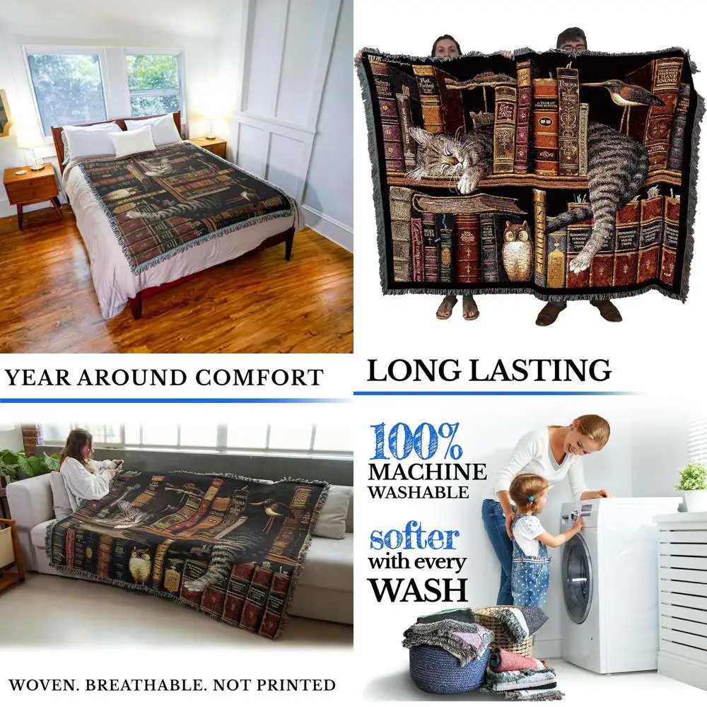 

Бросок гобелена из хлопка: «Frederick the Literate Cat» Чарльз Высокки — 72x54, сделанный из США, идеально подходит для любителей кошек