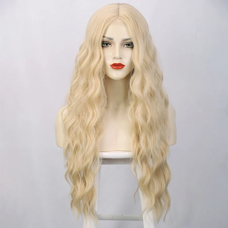 

Clearance Sale Of 28-Inch Golden Long Curly Small Lace Synthetic Wigs Is Naturally Suitable For Women'S Daily Party Cosplay