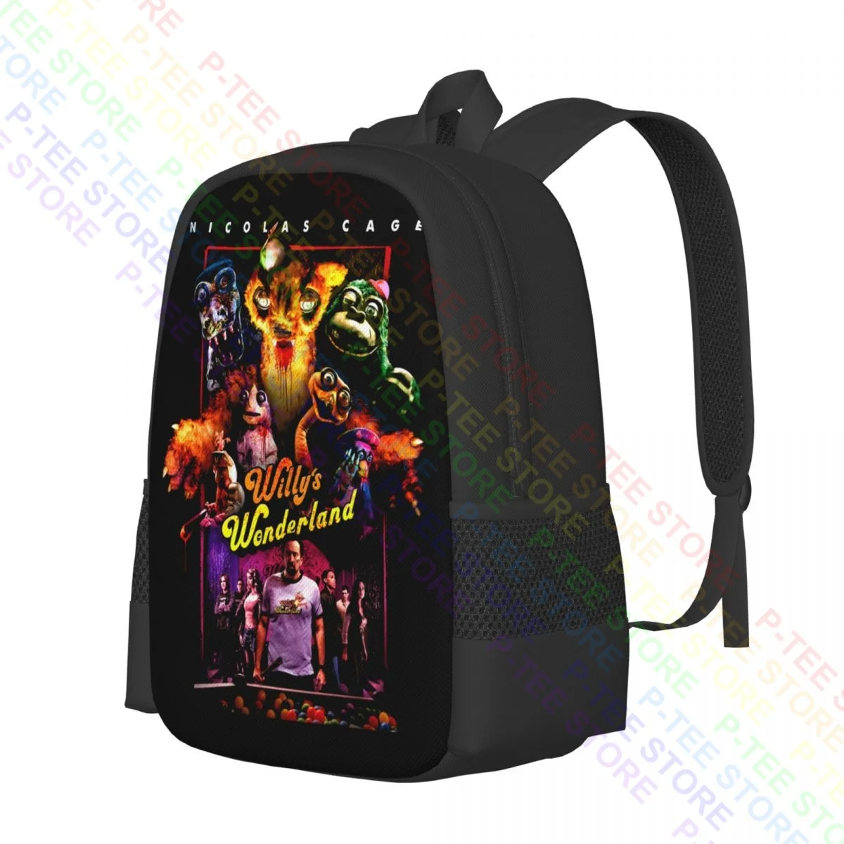 Willys Wonderland 2021 Poster Nicolas Cage Battles Animatronic RobotBackpack Large Capacity Fashion Sports Bag