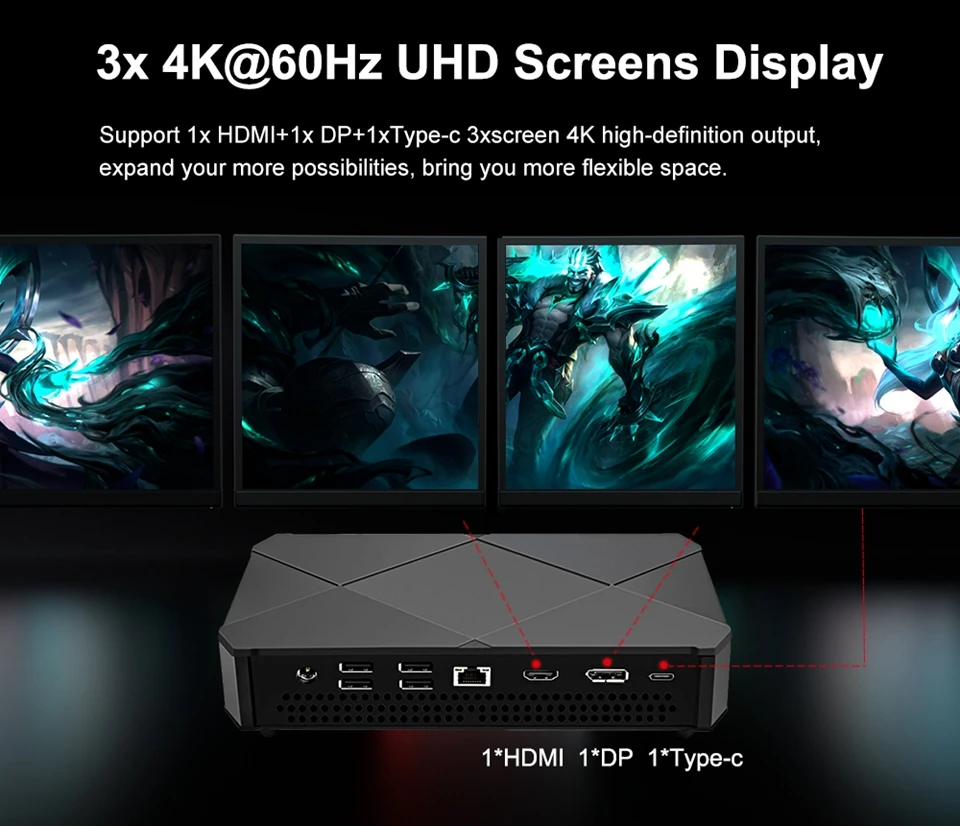 Amd radeon gráficos 8 núcleo mini gaming pc ryzen 7 5800h 16gb ddr4 windows11 escritório gamer desktop mini computador três 4k display