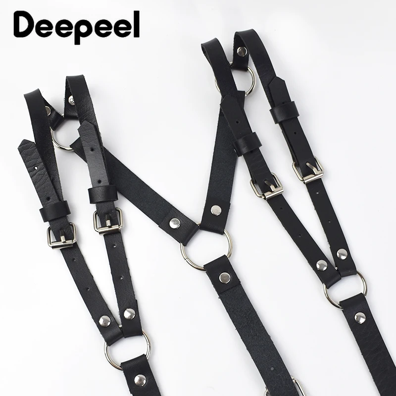 Deepeel New Faux Leather Gothic Men's Suspenders 3 Clips Adjustable Braces for Male Jeans Skirt Punk Party Belt Strap Jockstrap