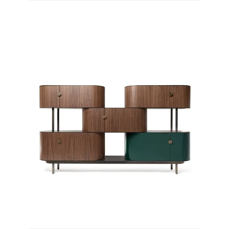 High-end wall trendy modern light luxury solid wood wine cabinet, multi-layer storage cabinet high-end furniture