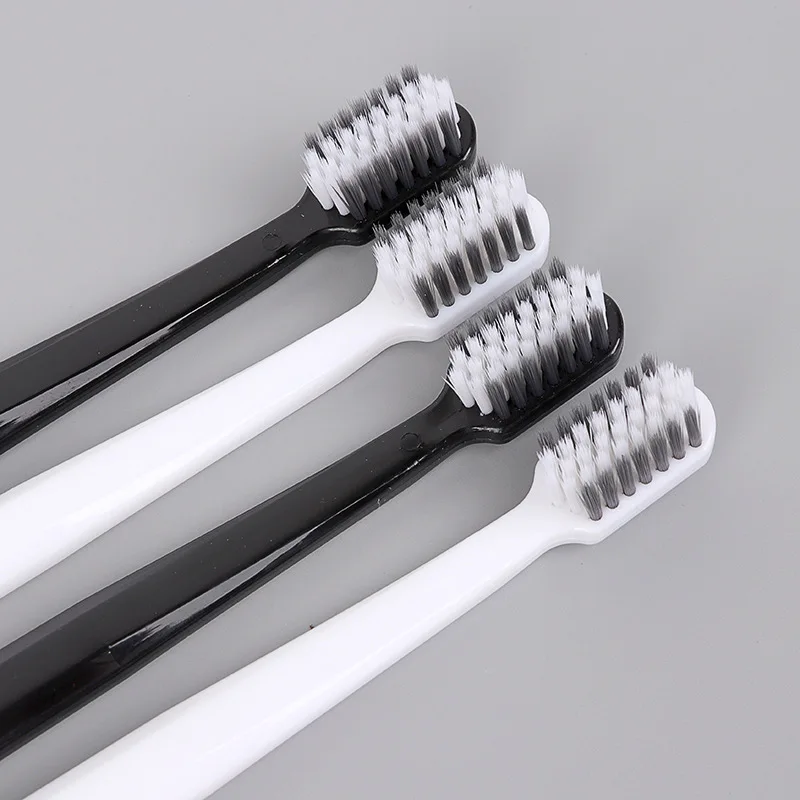 4PC/set Adult Fashion Black and White Bamboo Charcoal Couple Toothbrush Soft Bristle Toothbrush Travel Toothbrush Wholesale