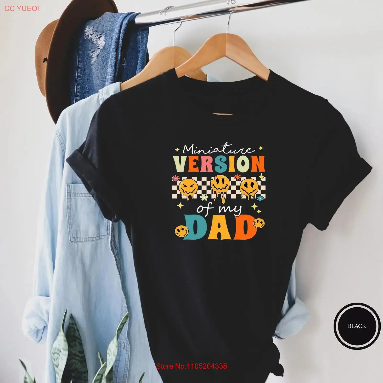 

Minitaure Version Of My Dad T Shirt Funny Toddler Retro Boho Style Son Tree Kids Matchings vintage Washed Slightly
