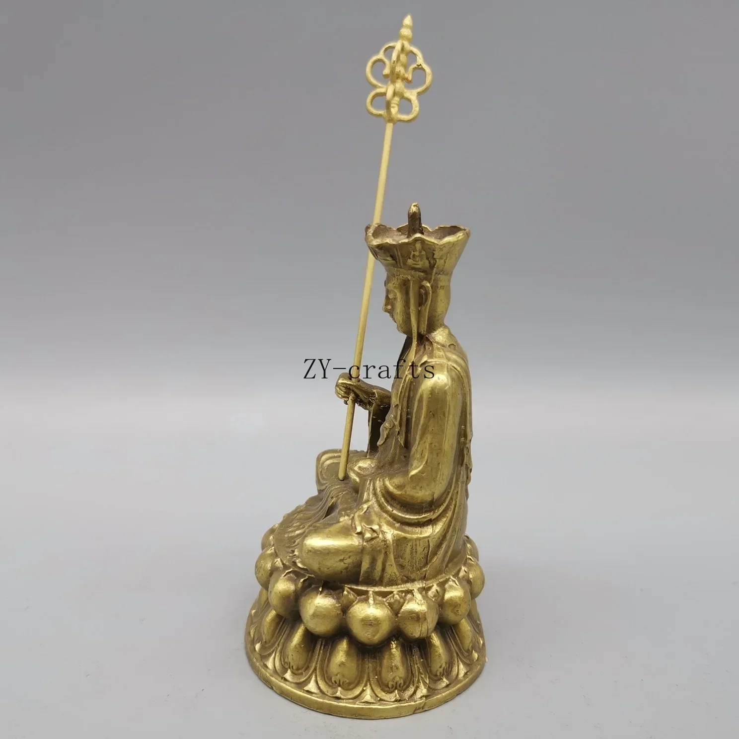 Old Tibetan Buddhism Brass Jizo Ksitigarbha Bodhisattva Tang Monk Buddha Statue