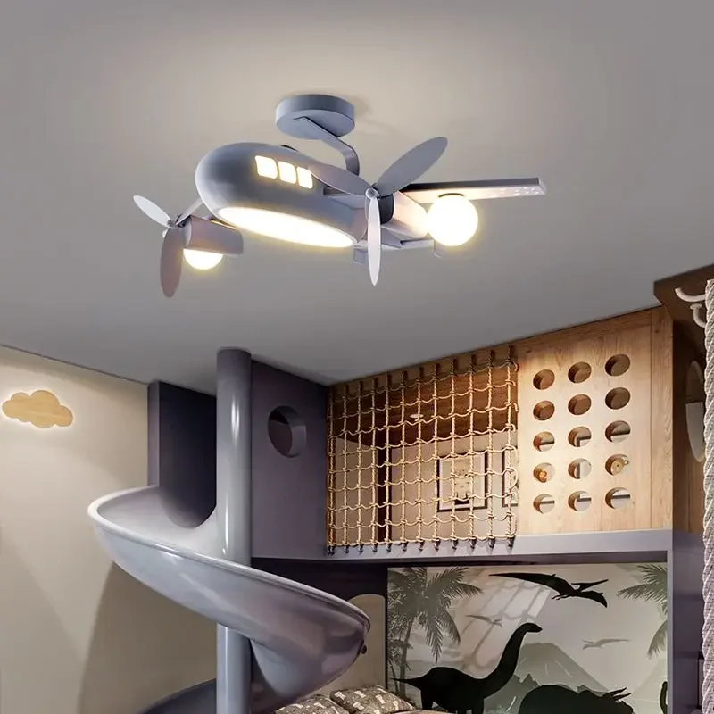Children's Room Light Luxury Creative Cartoon Airplane Bedroom Pendant Light Modern Simple Infinite Dimming Ceiling Lamp