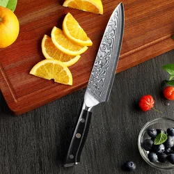 TURWHO 5 Inch Utility Knife 67 Layer Damascus Steel Chef Peeling Fruit Knife Vegetable Knife Kitchen Tool G10 Black Handle