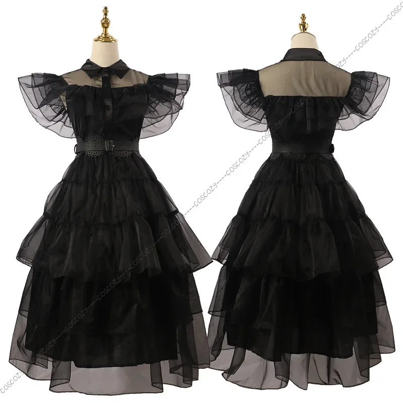 Movie Wednesday Cosplay Dresses Wednesday Addams Cosplay Costume Gothic Style Adult Dress Halloween Party Costumes