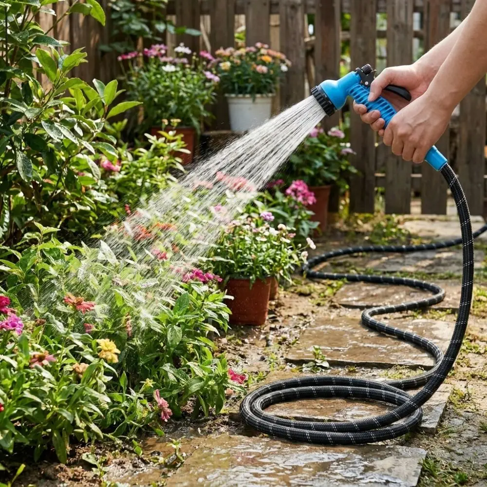 5-30M Garden Hose with Spray Nozzle 7 Functions Flexible Automatic Watering Misting Kit Non-Clogging Leak-Proof