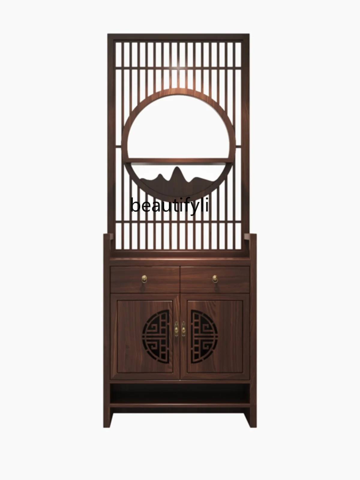 

New Chinese Style Subareas Screens Living Room Solid Wood Home Entrance Cabinet Entrance Shoe Cabinet Integrated Storage Cabinet