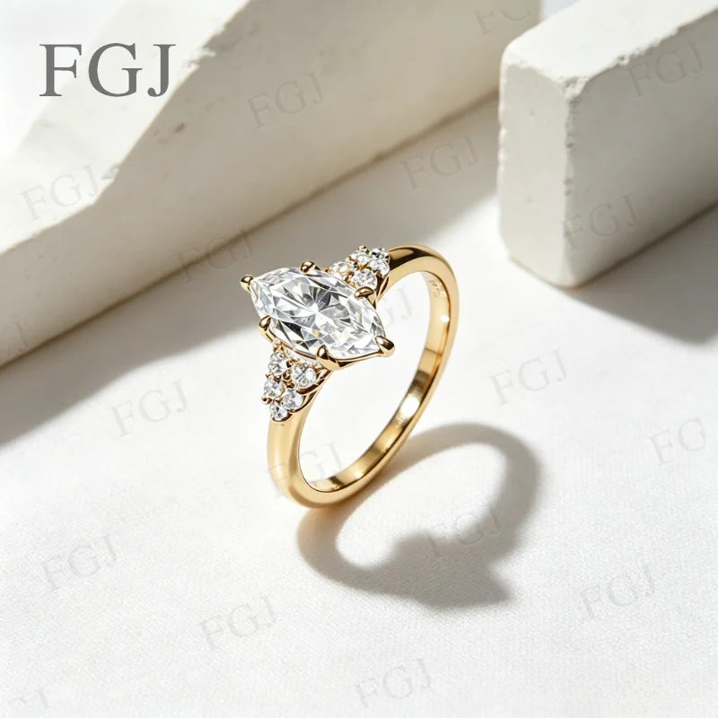 1,5 Karat Seltener Marquise-Moissanit-Paarring aus S925 Silber, Modischer Unisex-Hochzeits- und Verlobungsring, Edles Geschenk-Schmuckstück für Verliebte – Detail 8