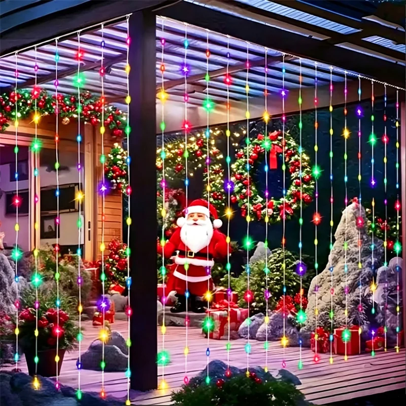 Christmas LED Curtain Lights String USB Plug 8 Modes Party Lights with Remote Bedroom Wedding Decorations for Home Fairy Lights