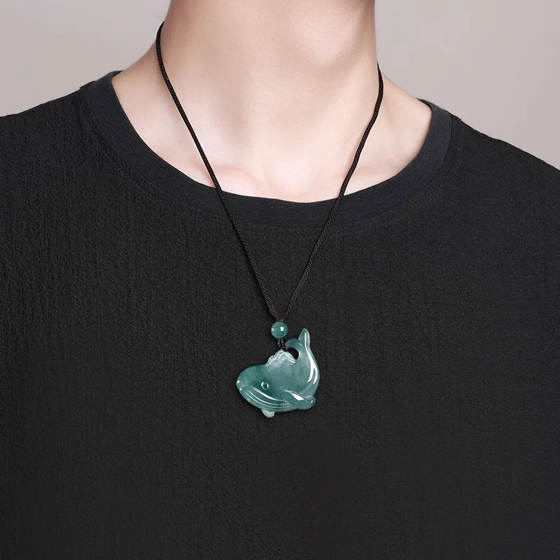 Natural Grade A Jadeite Blue Water Small Kunpeng Pendant Exquisite and Stylish Ice-Type Jade Necklace Men and Women Festive Gift 5