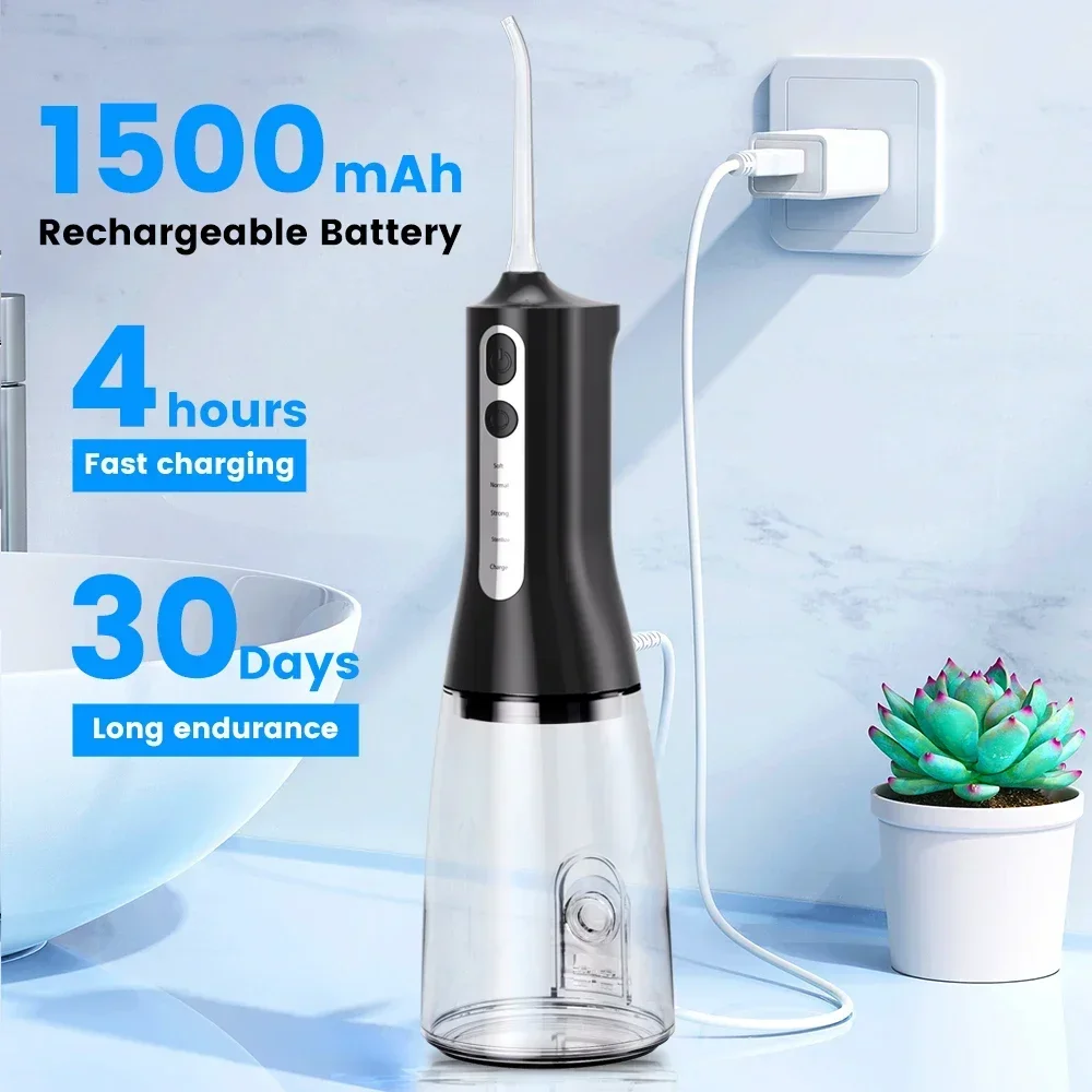 Water Flosser Oral Irrigator Sarmocare 4-mode Portable Teeth Water Gun 330ML Water Tank Cleaner USB Charging IPX7 Waterproof