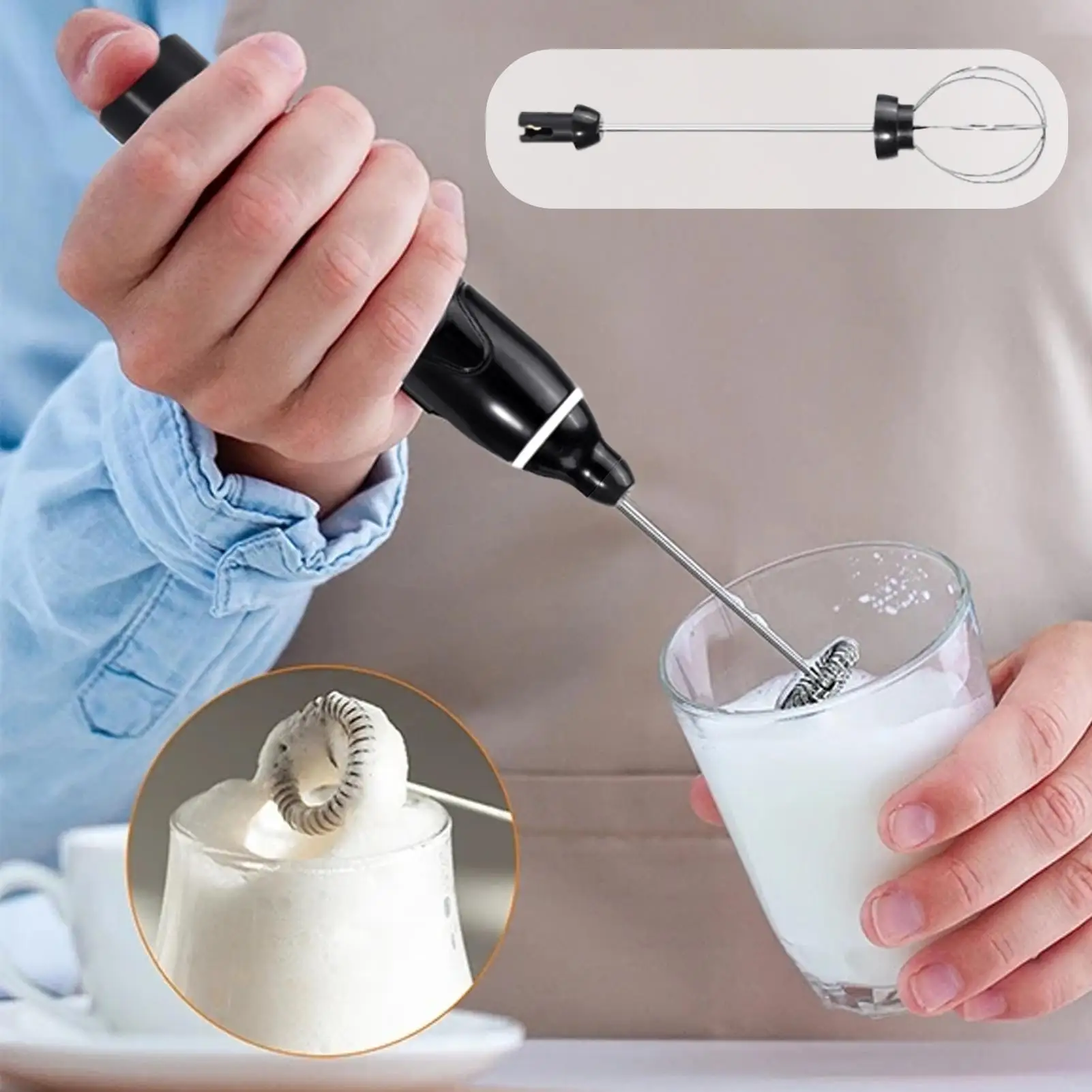 Electric Milk Frother Powerful Rechargeable Low-Noise Rechargeable Milk Frother Handheld Mixer For Home Kitchen Restaurant Drink
